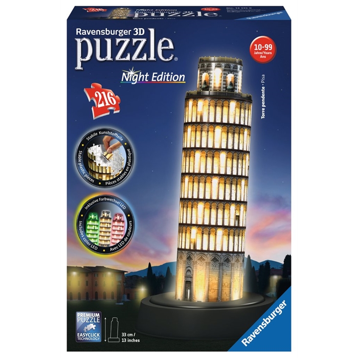 Ravensburger 3 Boyutlu 216 Parçalı Plastik Puzzle Işıklı Pisa Kulesi - 125159