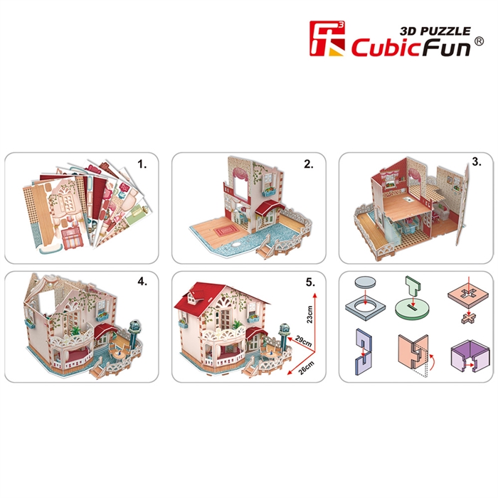 Cubic Fun 3D 114 Parça Puzzle Holiday Bungalow Bebek Evi