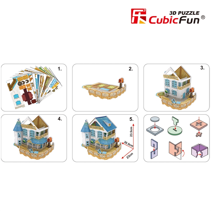 Cubic Fun 3D 132 Parça Led Puzzle Köy Villası