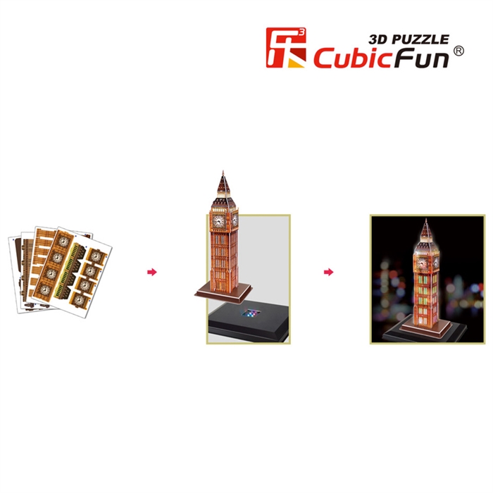 Cubic Fun 3D 28 Parça Puzzle Big Ben Saat Kulesi - İngiltere (Led Işıklı)