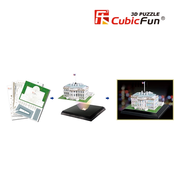 Cubic Fun 3D 56 Parça Led Puzzle Beyaz Saray - ABD