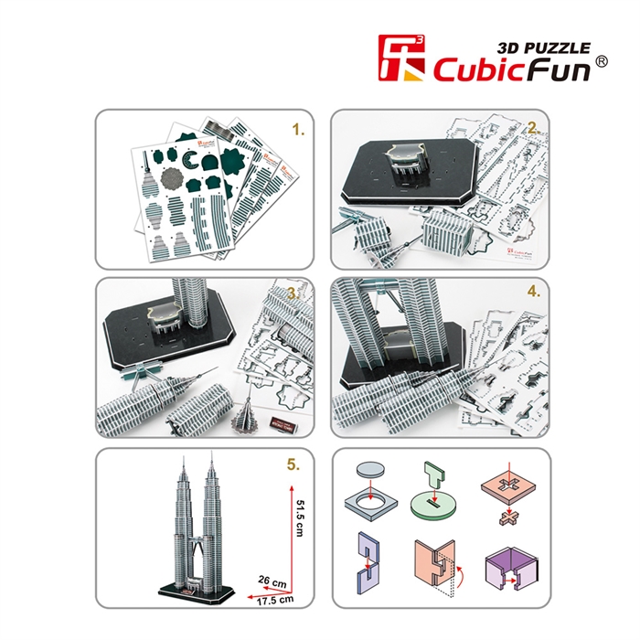 Cubic Fun 3D 86 Parça Puzzle Petronas Kuleleri - Malezya