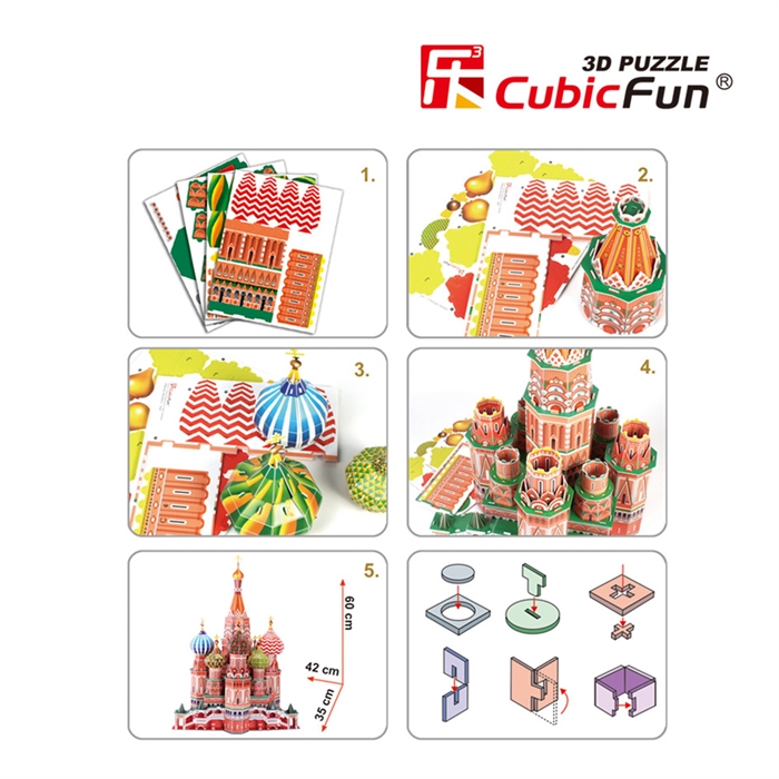 Cubic Fun 3D 173 Parça Puzzle St.Aziz Vasil Katedrali - Rusya