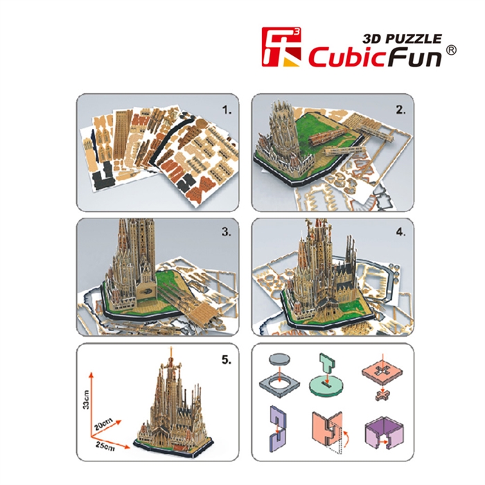 Cubic Fun 3D 194 Parça Puzzle La Sagrada Familia Kilisesi - İspanya