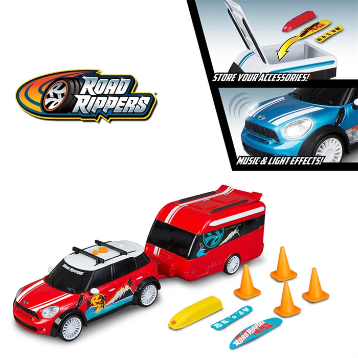 Road Rippers Mini Cooper S Sesli Işıklı Karavanlı Araba Oyun Seti