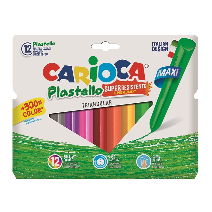 Carioca Jumbo Üçgen Elleri Kirletmeyen Yıkanabilir Pastel Boya Kalemi 12'li