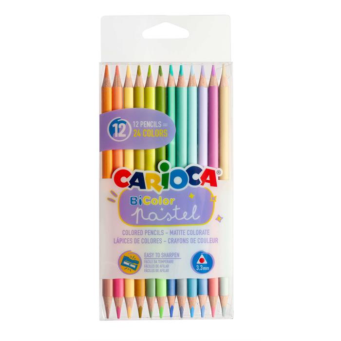Carioca Çift Taraflı Kuru Boya Kalemi Pastel Renkler 12’li (24 Renk)