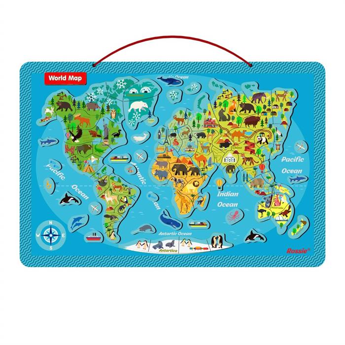 Rossie Mıknatıslı Ahşap Dev Dünya Haritası Yapboz