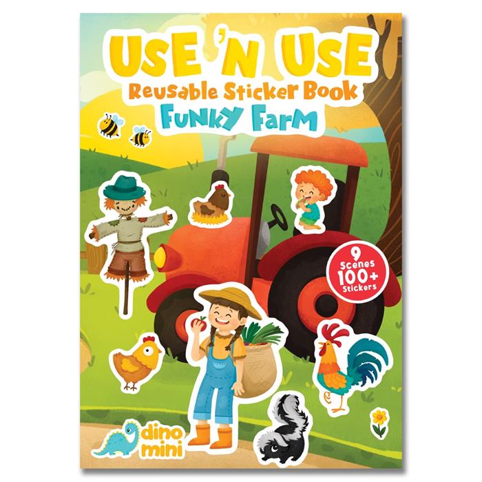 Dinomini Use 'N Use Reusable Sticker Book - Funky Farm