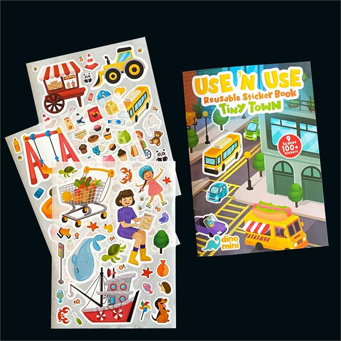 Dinomini Use 'N Use Reusable Sticker Book - Tiny Town