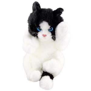 Animals of The World Oyuncu Yavru Siyah Beyaz Kedicik Peluş Oyuncak 24cm