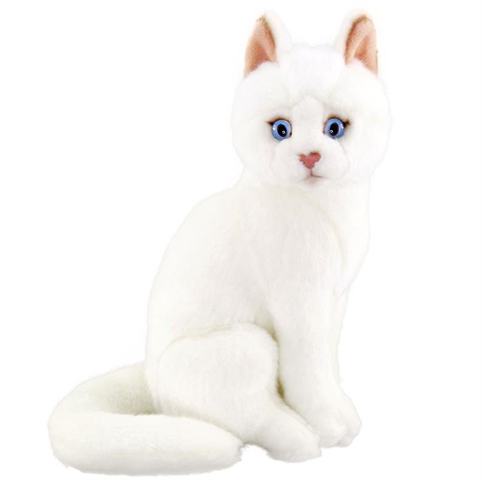 Animals of The World Oturan Beyaz Kedi Peluş Oyuncak 22cm