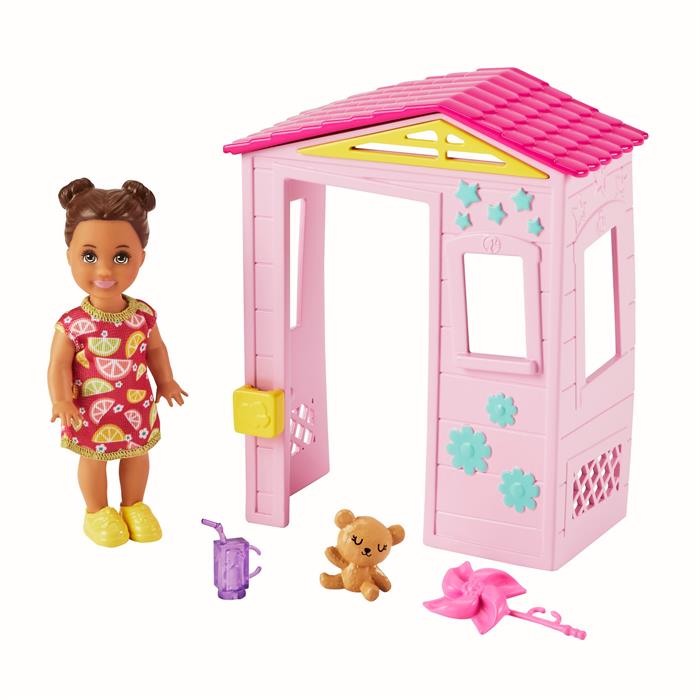 Barbie Bebek Bakıcısı Temalı Oyun Setleri - Pembe Evli, Bebekli Set GRP15
