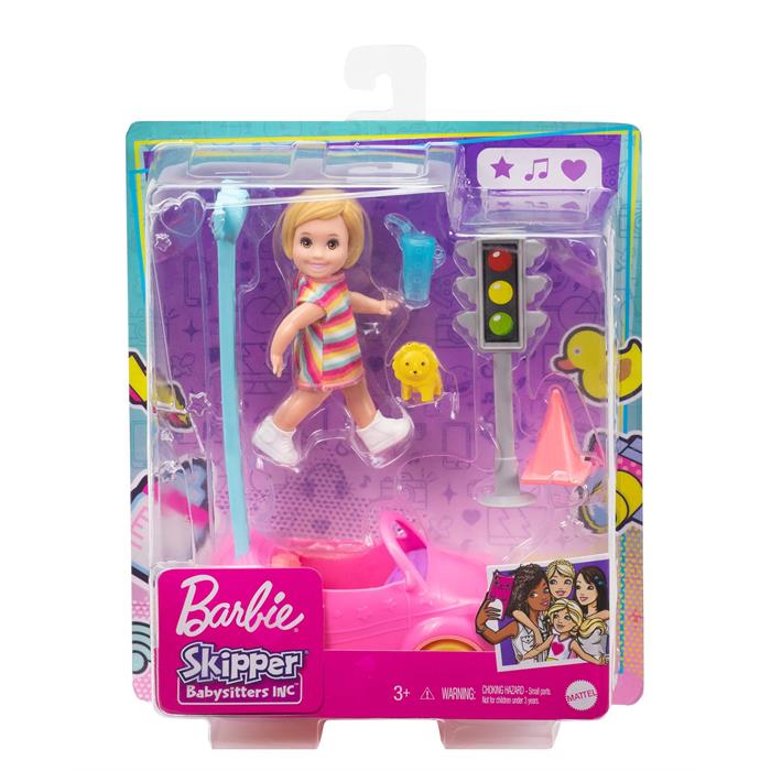 Barbie Bebek Bakıcısı Temalı Oyun Setleri - Trafik Temalı, Arabalı, Bebekli Set GRP17