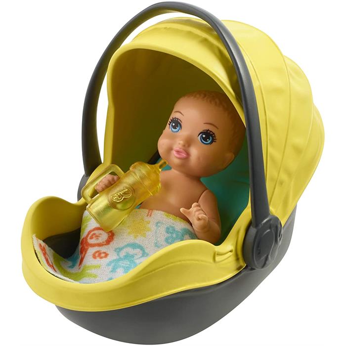 Barbie Bebek Bakıcısı Temalı Oyun Setleri - Bebek Arabalı, Sarı Bebekli Set GFC18