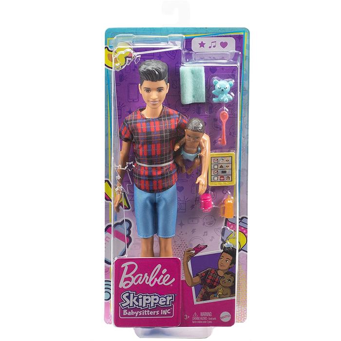 Barbie Skipper Bebek Bakıcısı Bebek ve Aksesuarları Oyun Setleri - Erkek Bakıcı GRP14
