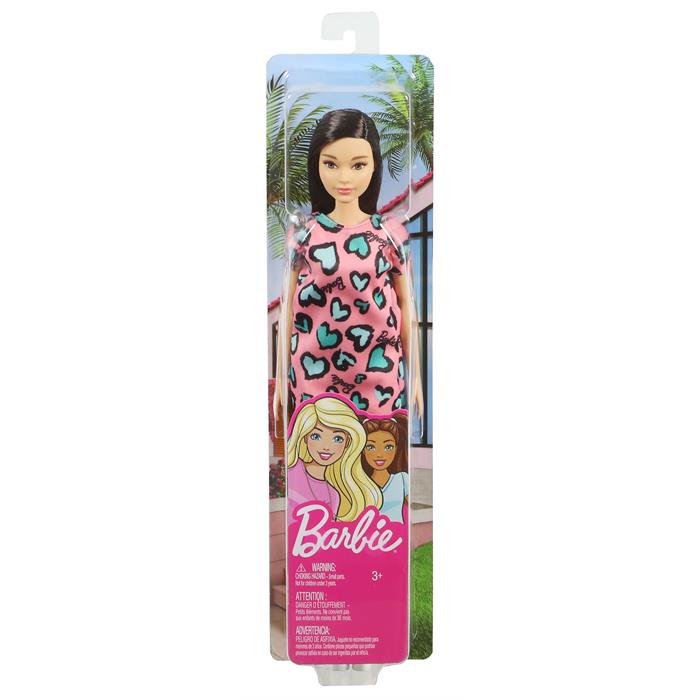 Barbie Şık Kıyafetli Bebekler - Mavi Kalp Desenli, Pembe Desenli, Siyah Saçlı Bebek GHW46