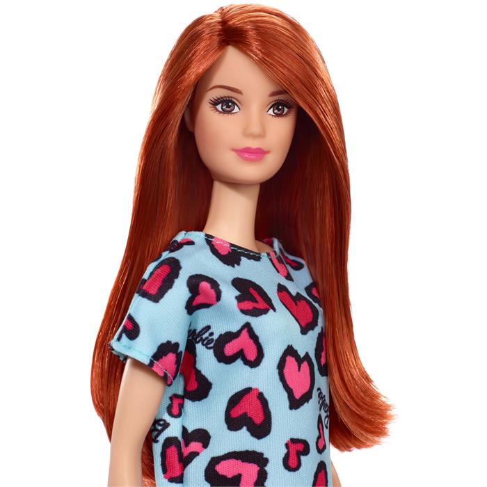 Barbie Şık Kıyafetli Bebekler - Pembe Kalp Desenli, Mavi Elbiseli, Kızıl Saçlı Bebek GHW48