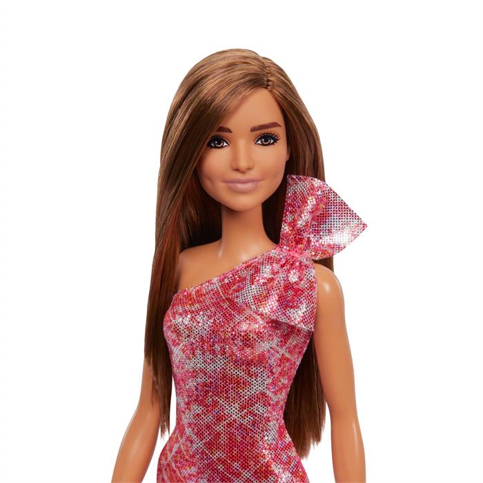 Barbie Pırıltı Bebekler - Pembe Parıltılı Elbiseli, Kahverengi Saçlı Bebek GRB33