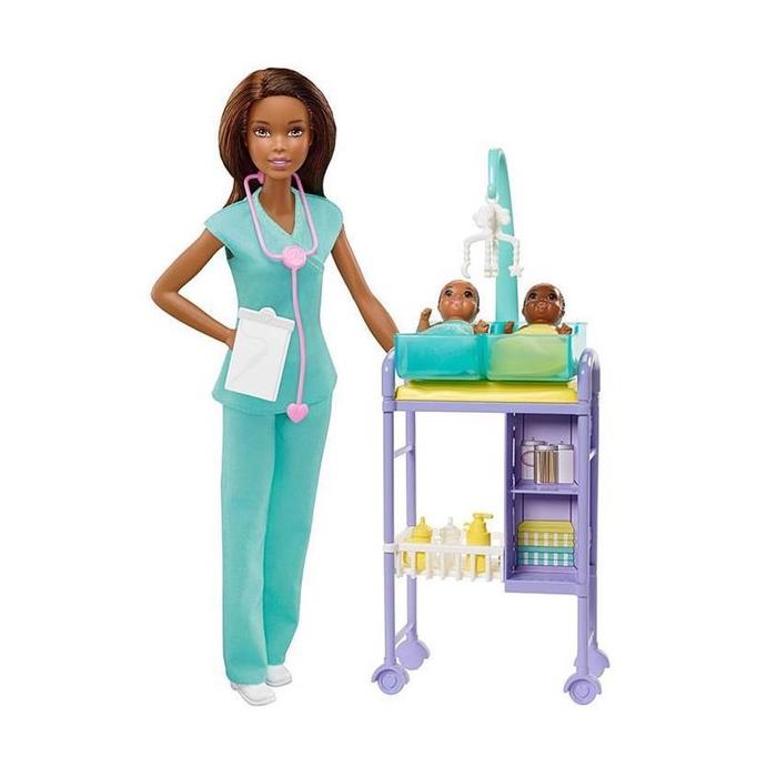Barbie Meslekleri Oyun Seti - Bebek Doktoru, Siyah Saçlı GKH24