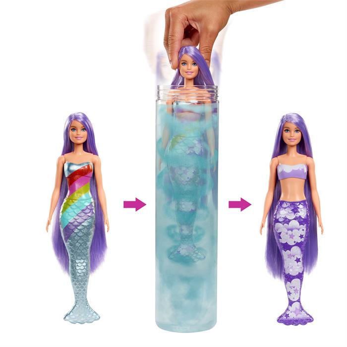 Barbie Renk Değiştiren Sürpriz Barbie Gökkuşağı Deniz Kızı Bebekler HDN68