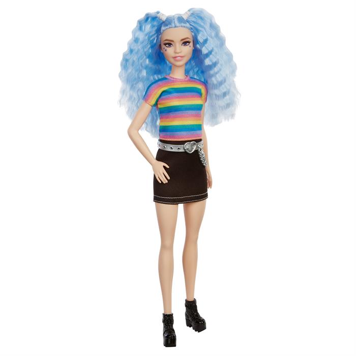 Barbie Fashionastas Büyüleyici Parti Bebekleri - Siyah Etekli - Mavi Saçlı GRB61
