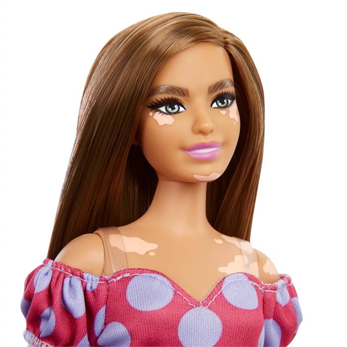 Barbie Fashionastas Büyüleyici Parti Bebekleri - Pembe-Mor Renkli Elbiseli, Kahverengi Saçlı GRB62