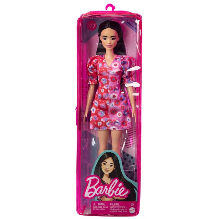 Barbie Fashionastas Büyüleyici Parti Bebekleri - Çiçekli Elbiseli, Siyah Saçlı HBV11