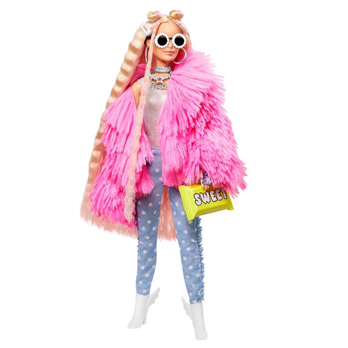 Barbie Extra - Pembe Ceketli, Unicorn Oyuncaklı Bebek GRN28