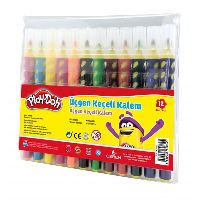 Play-Doh Üçgen Fırça Uçlu Kalem 12 Renk