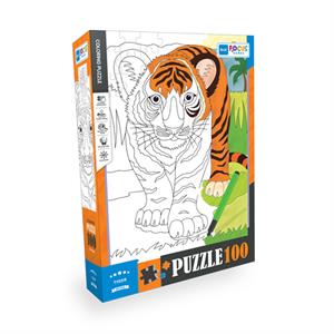 Blue Focus 100 Parça Coloring Puzzle - Tiger (Kaplan)