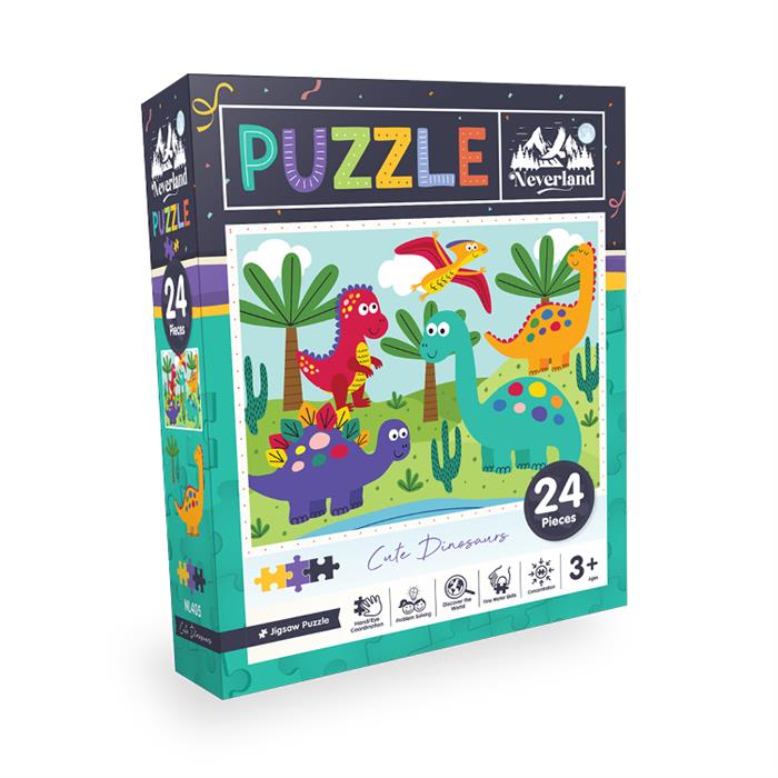 Neverland 24 Pieces Jigsaw Puzzle - Cute Dinosaurs (Sevimli Dinozorlar)