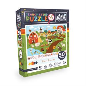 Neverland 50 Pieces Search and Find Puzzle - Farm Friends (Çiftlik Arkadaşları)