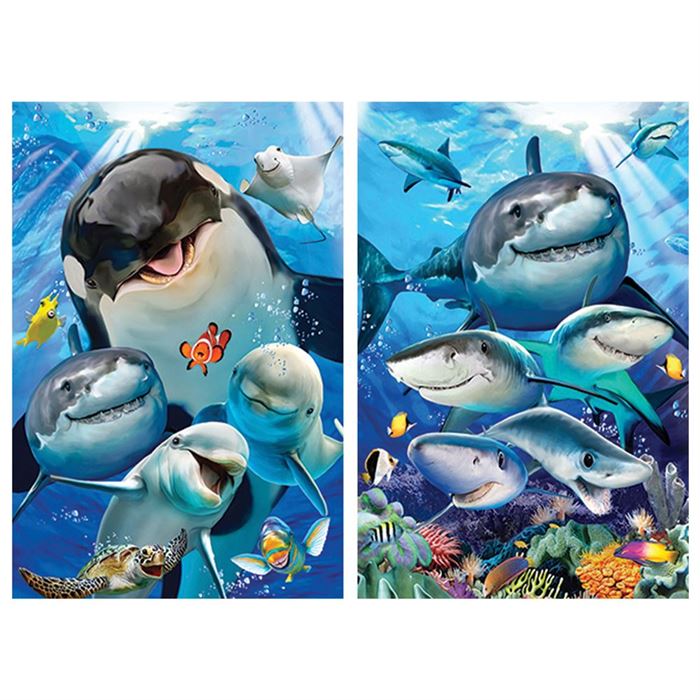 Prime 3D Okyanus Balıkları ve Köpekbalıkları Selfie İkili Puzzle