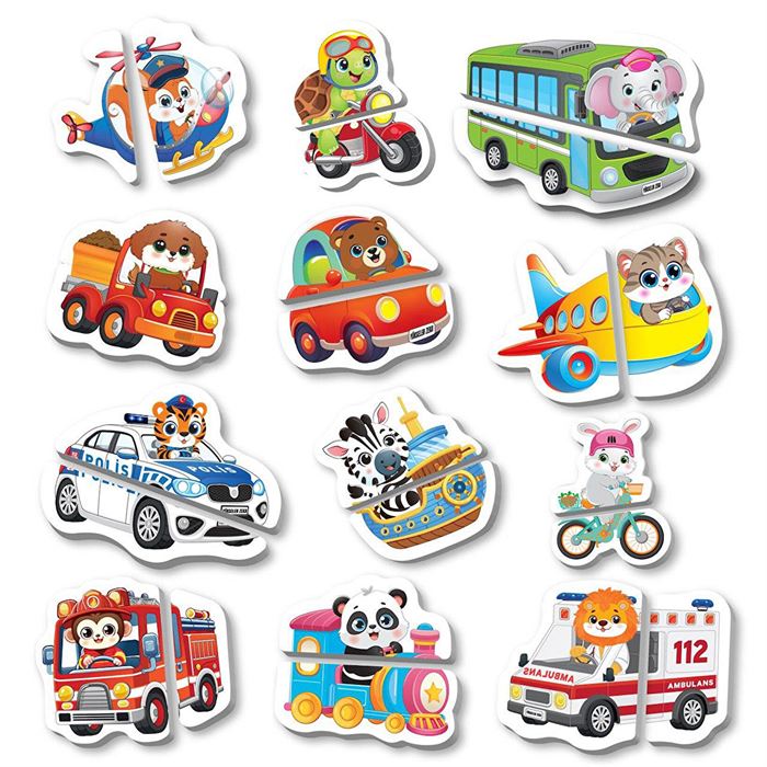 İlk Magnet Puzzle Taşıtlar (12-36 Ay) MP49483 | Mucit Panda