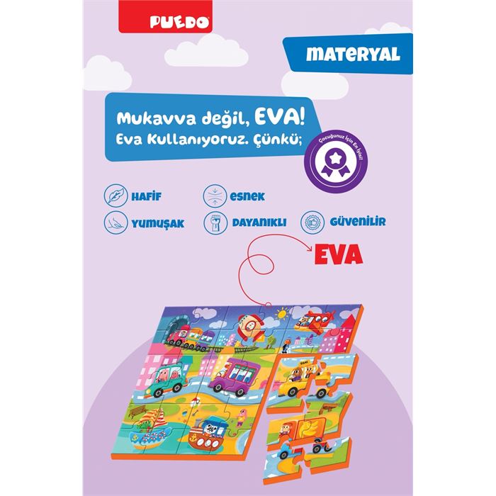 Puedo 36 Parça 9in1 Çift Taraflı Puzzle - My City MP50904 | Mucit