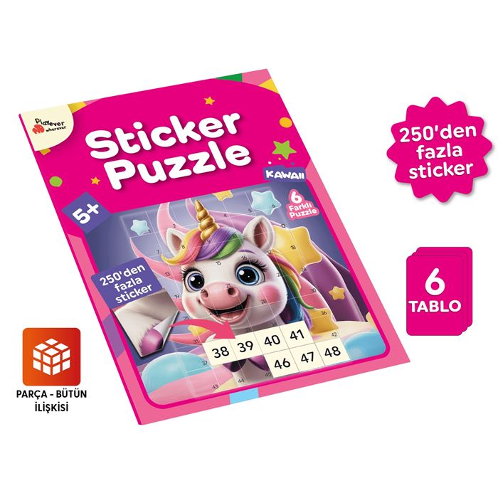 Playever Sticker Puzzle - Kawaii, Çıkartmalı Yapboz Etkinlik